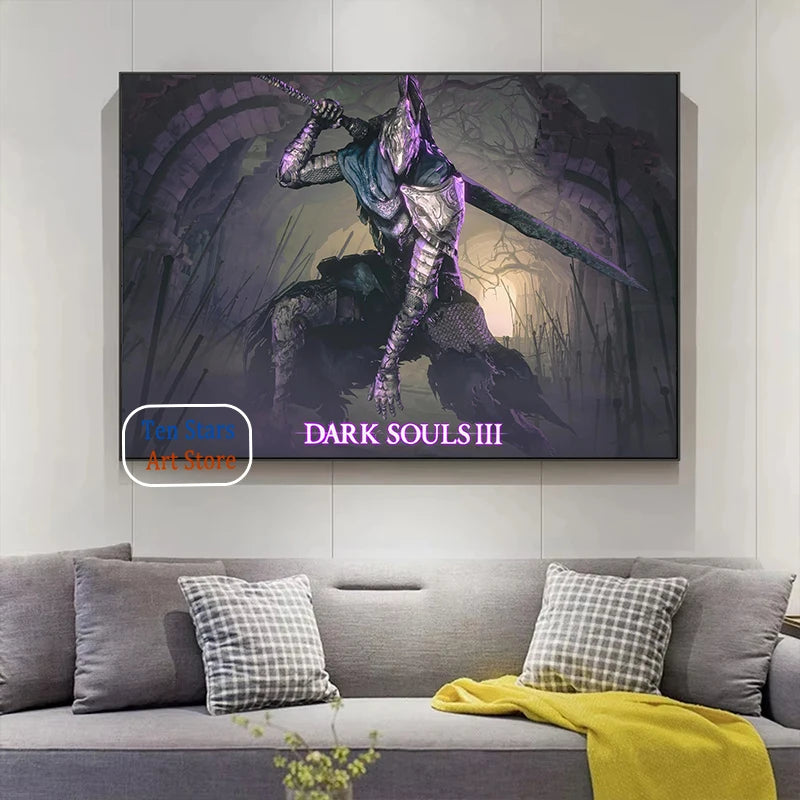 Dark Souls Fantasy Art Video Game Warrior Knight Dark Souls 3 Gaming Poster Canvas Painting Wall Pictures Home Gaming Room Decor