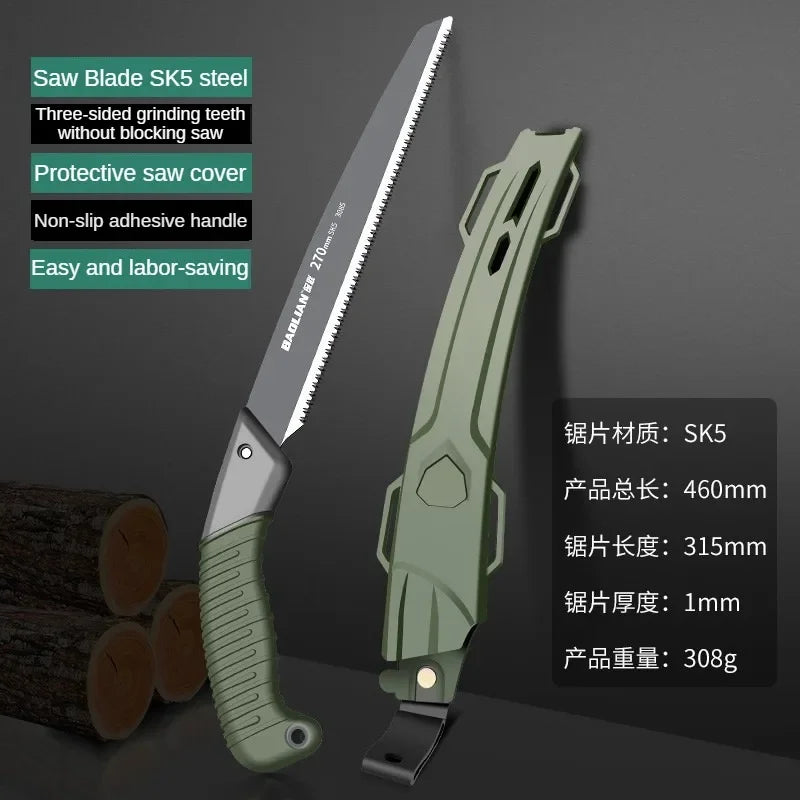 Ergonomic Folding Hand Saw with No-Slip Handle for Outdoor Wood Branch Cutting Tree Trimming Camping Backpacking Hiking Hand Too