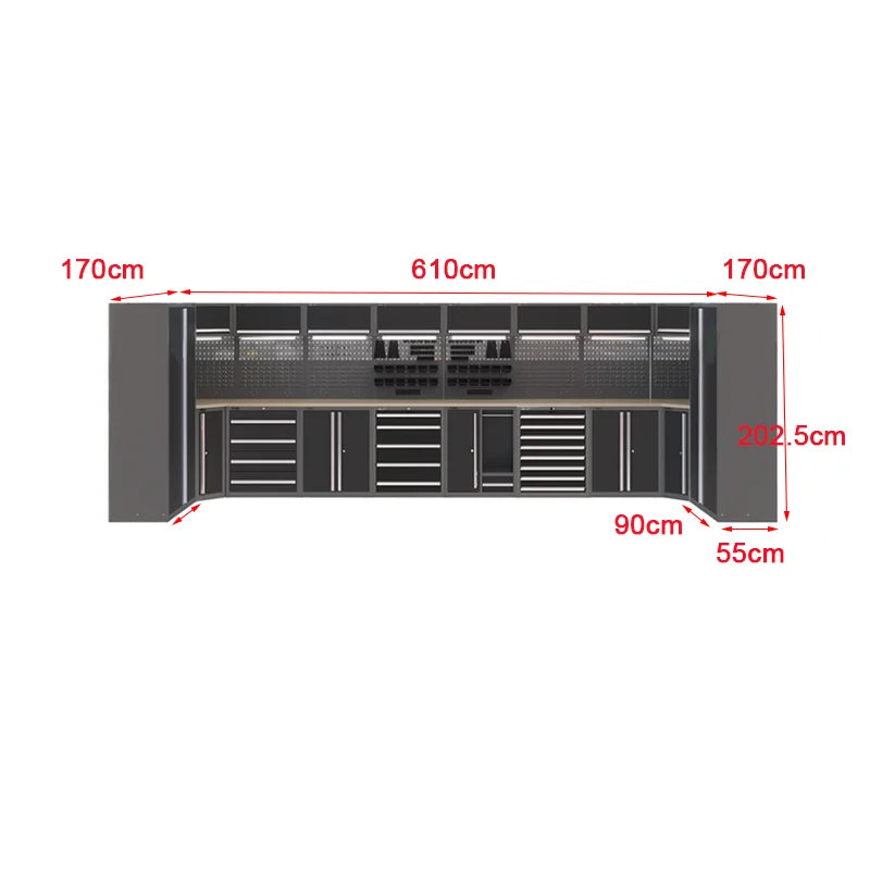 Multi-Purpose Workshop Garage Storage for Heavy-Duty Workbenches, Modular Workstations, and Workshop Tool Cabinets