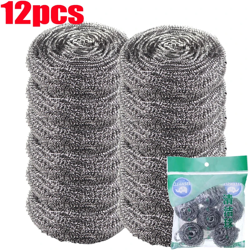 30/1pcs Steel Wire Dishwashing Cleaning Ball Kitchen Pot Pans Dishes Oil Rust Remover Brushes Kitchen Cleaning Steel Wire Balls