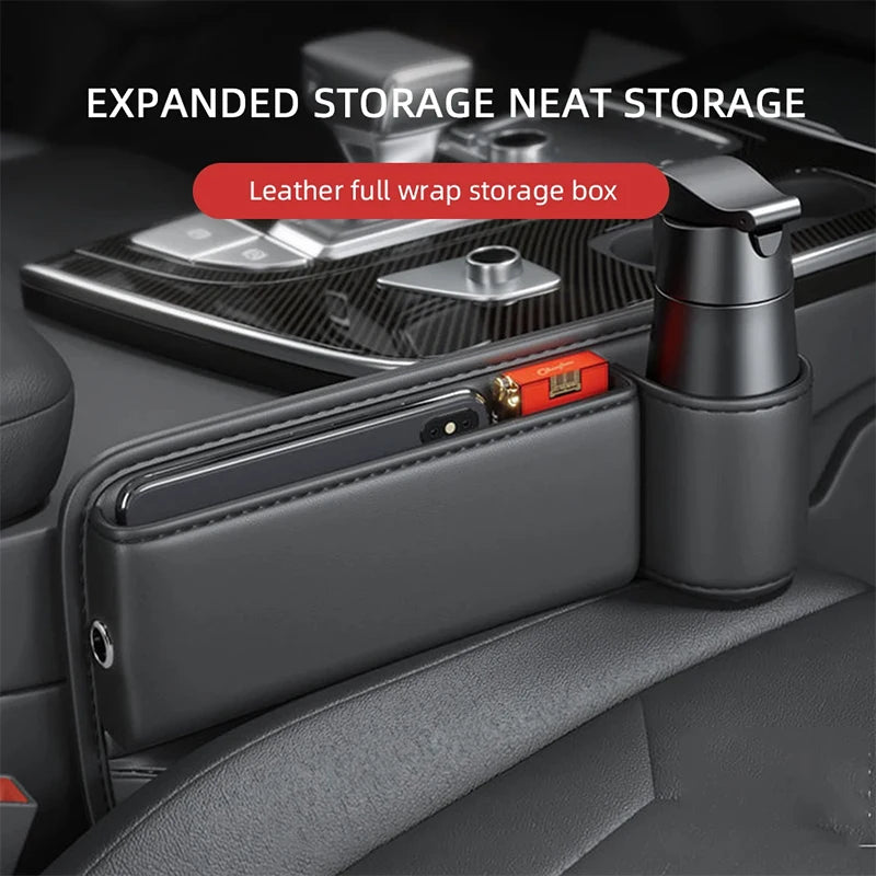 Leather Car Seat Sewn Gap Crevice Slot Storage Box Cup Holder For BMW E46 F30 E60 E90 F10 X5 E70 E39 E36 E87 X7 E92 E91 E28 X3 X