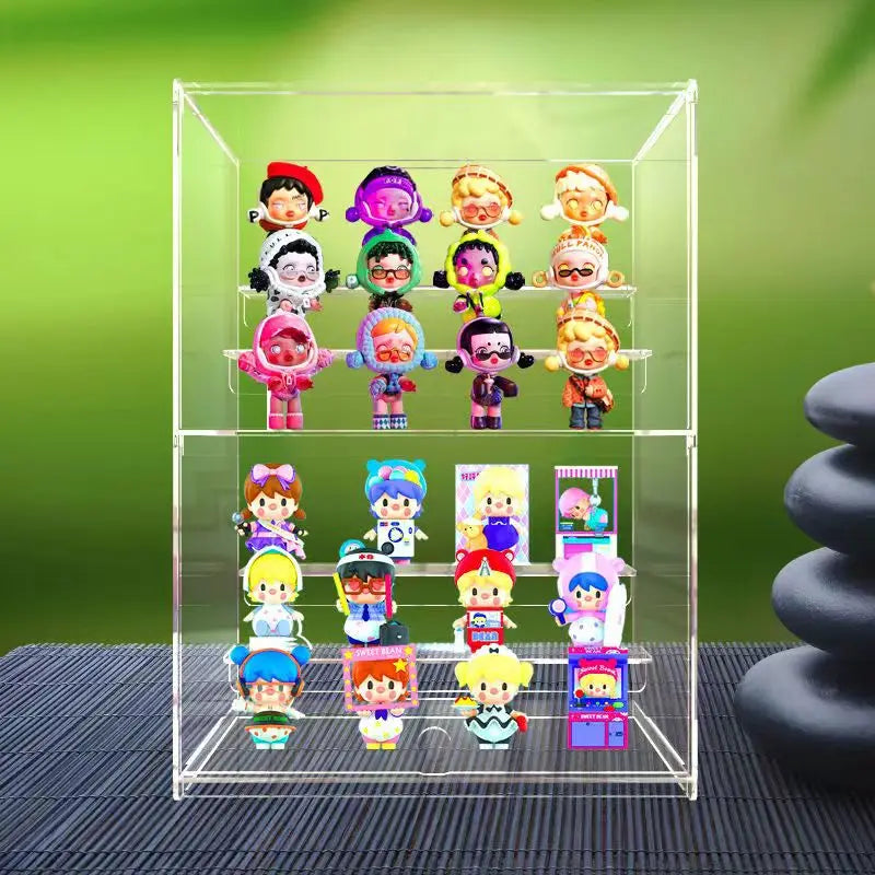 Orange Transparent Acrylic Storage Boxes, Transparent Ladder Display Cases Toys, Car Models, Souvenirs Storage Display Cabinet