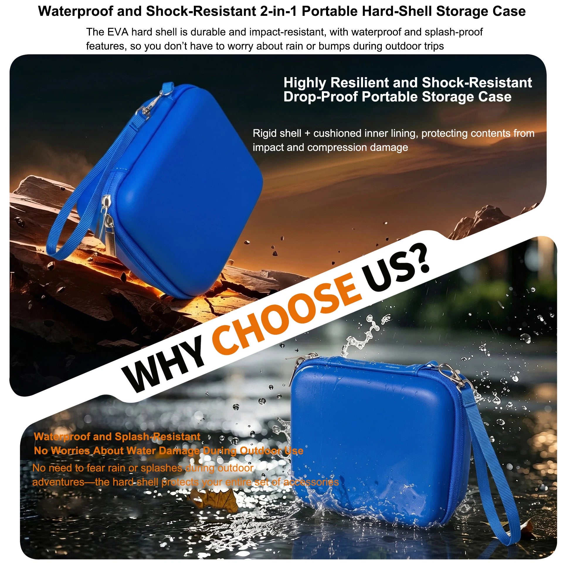 For Shark ChillPill Hard EVA Carrying Case Waterproof Shockproof Portable Travel Storage Bag with Hand Strap 4 Colors