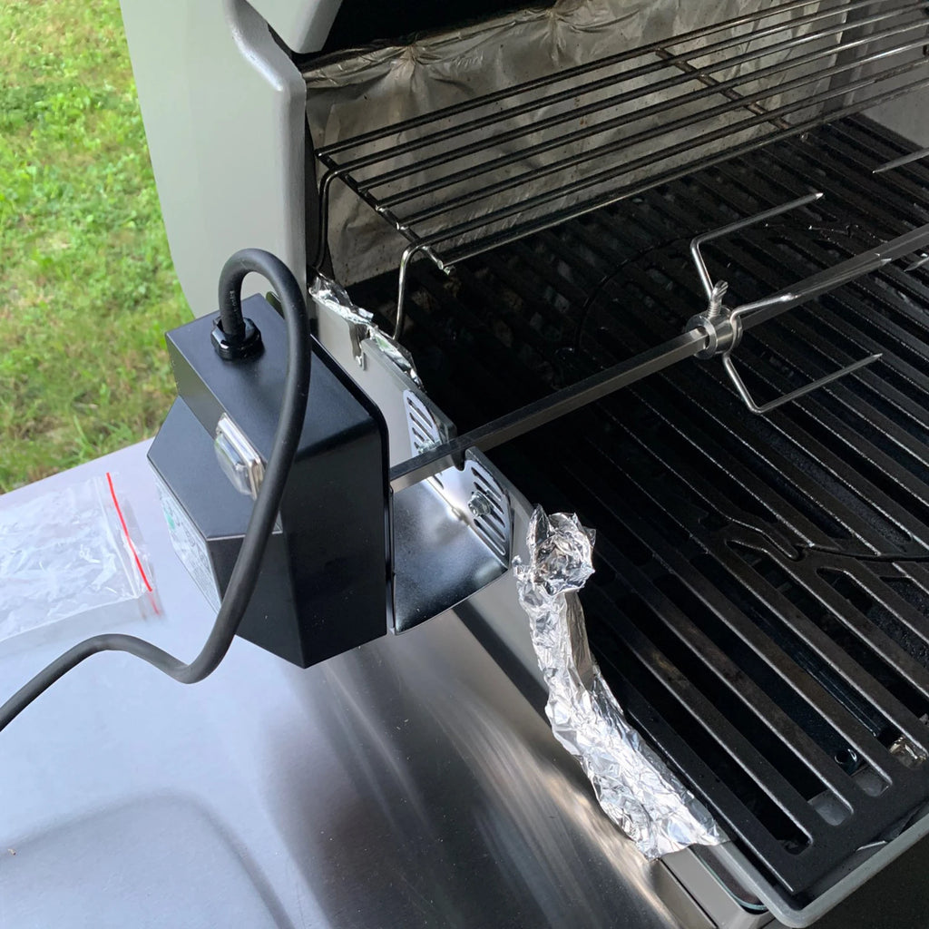 Rotisserie Grill Kit Sturdy Meat Fork Holders Barbecue Bracket Automatic Rotary Frame Tool Set for Outdoor Picnic Hiking EU Plug