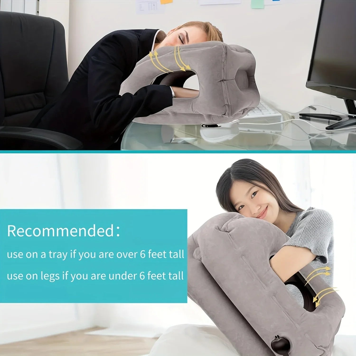 Inflatable Travel Pillow - Patented Valve Design, Adjustable Neck & Head Support | Lightweight Mid-Hardness, Ergonomic Air Pillow for Flights, Cars, Trains, Office Breaks | Multi-Color, Comfortable Material (Aircraft/Travel A
