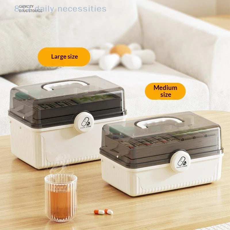 convenient1PC 3 Tier Foldable Medicine Organizer With Multiple Compartments Perfect For Home Daily Medication First Aid Storage