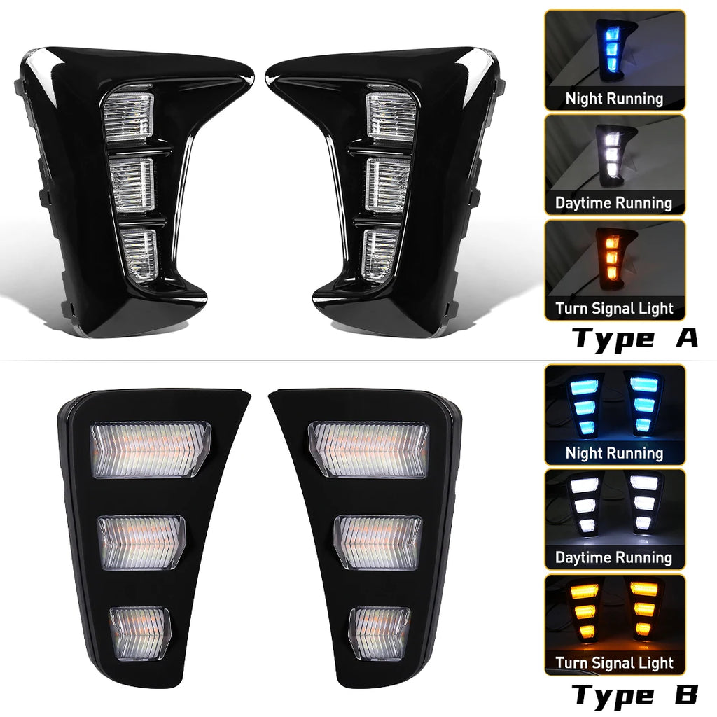 For Kia Pegas 2018 2019 Car LED Daytime Running Light Front Fog Lamp Dynamic Turn Signal Light White Yellow Blue 12V Accessories