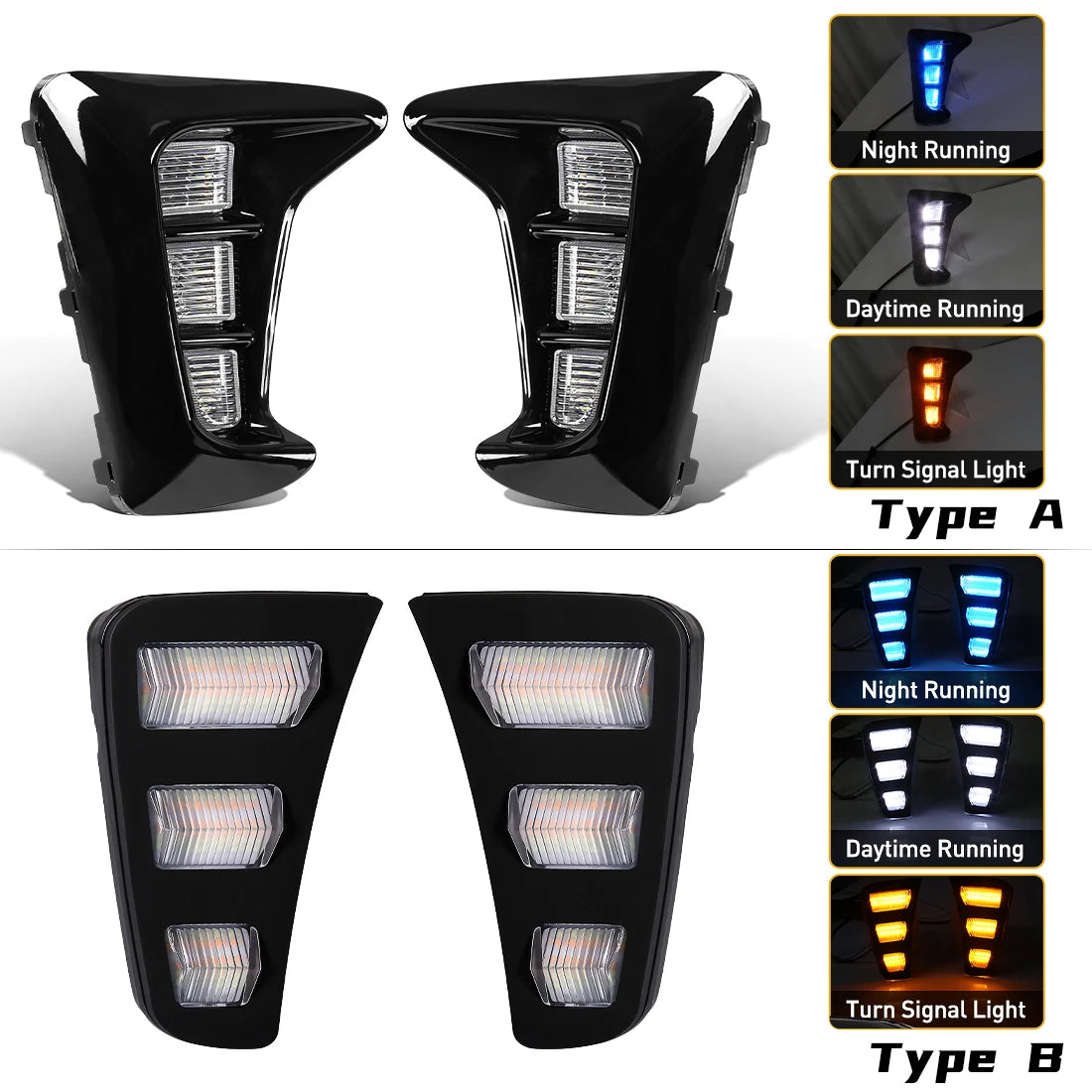For Kia Pegas 2018 2019 Car LED Daytime Running Light Front Fog Lamp Dynamic Turn Signal Light White Yellow Blue 12V Accessories