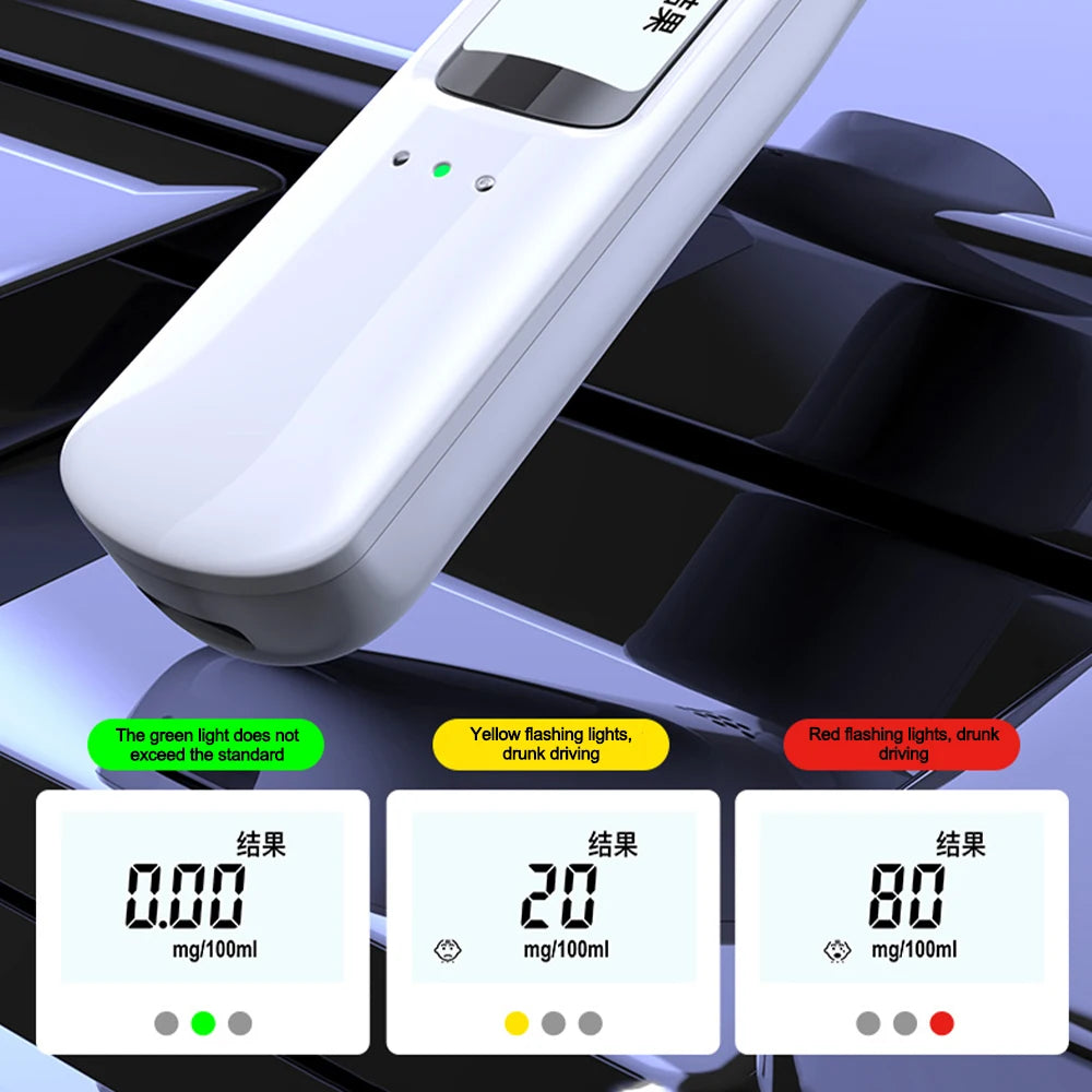 LCD Display Digital Alcohol Tester Professional Alcohol Detector Breath Rechargeable Breathalyzer Alcotester Drunk Driving Test