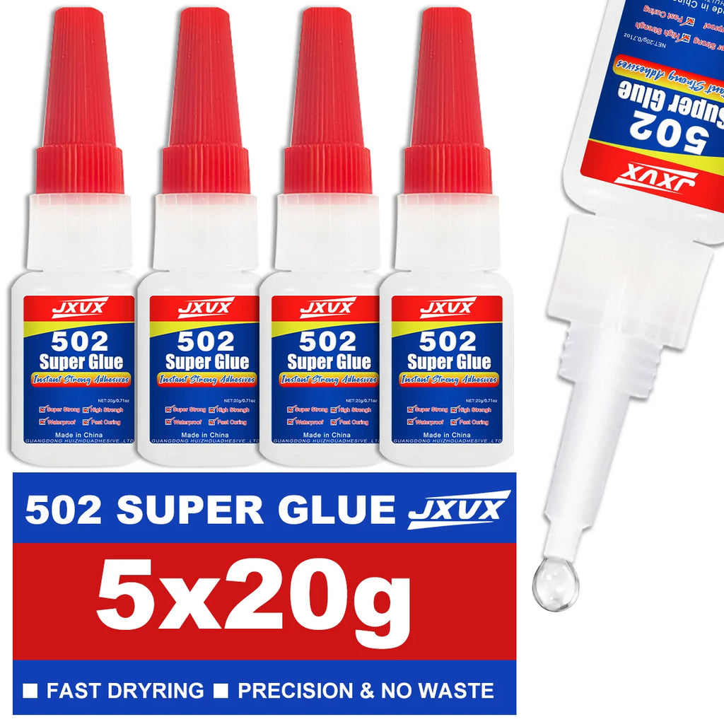 JXVX 502 Super glue quick drying 1-10 PCs instant Cyanoacrylate adhesive leather rubber drink metal glue strong bond liquid, clear repair glue, instant bonding for household goods