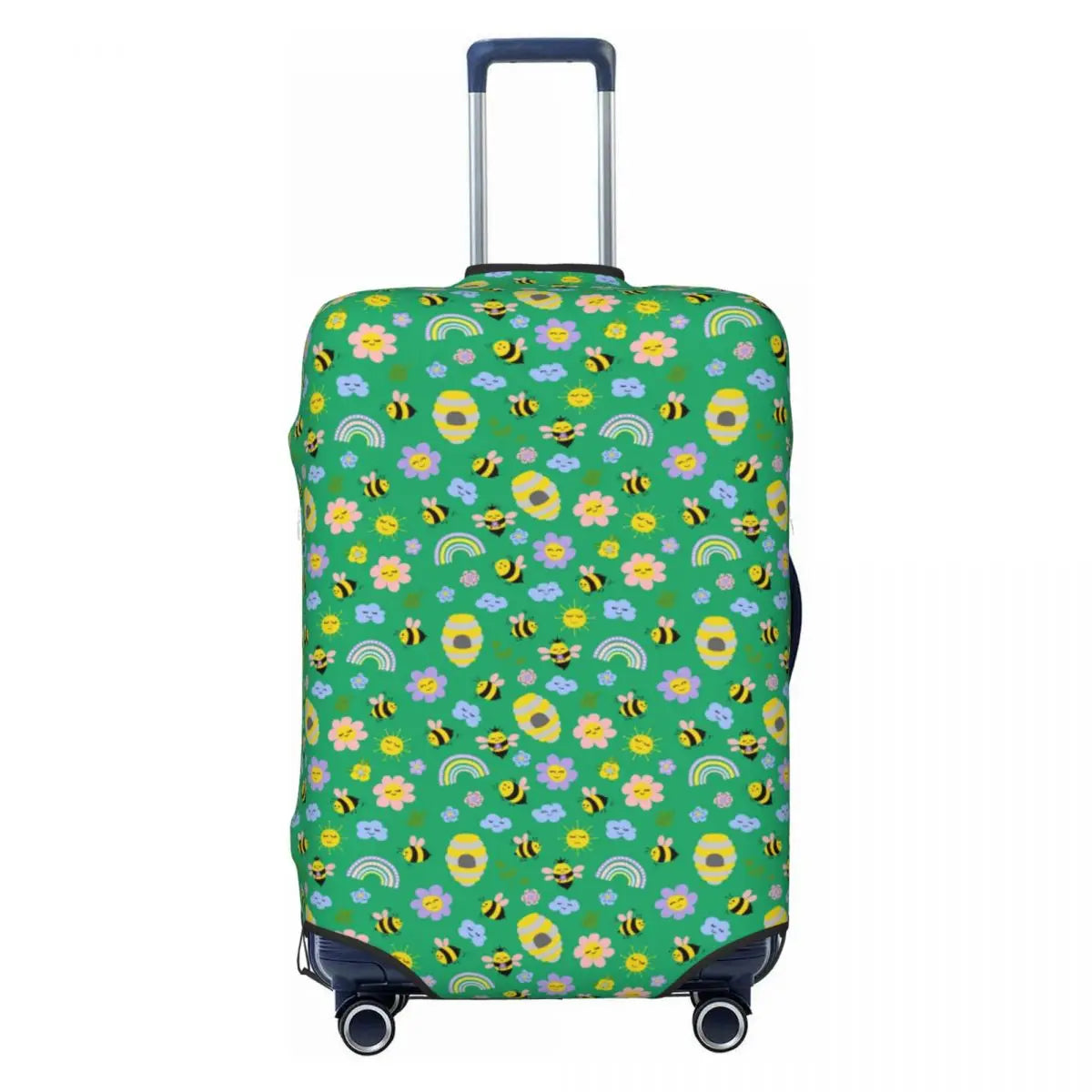 Honeycomb With Bees Suitcase Cover Elastic Cute Honey Bumblebee Luggage Protective Covers for 18-32 inch