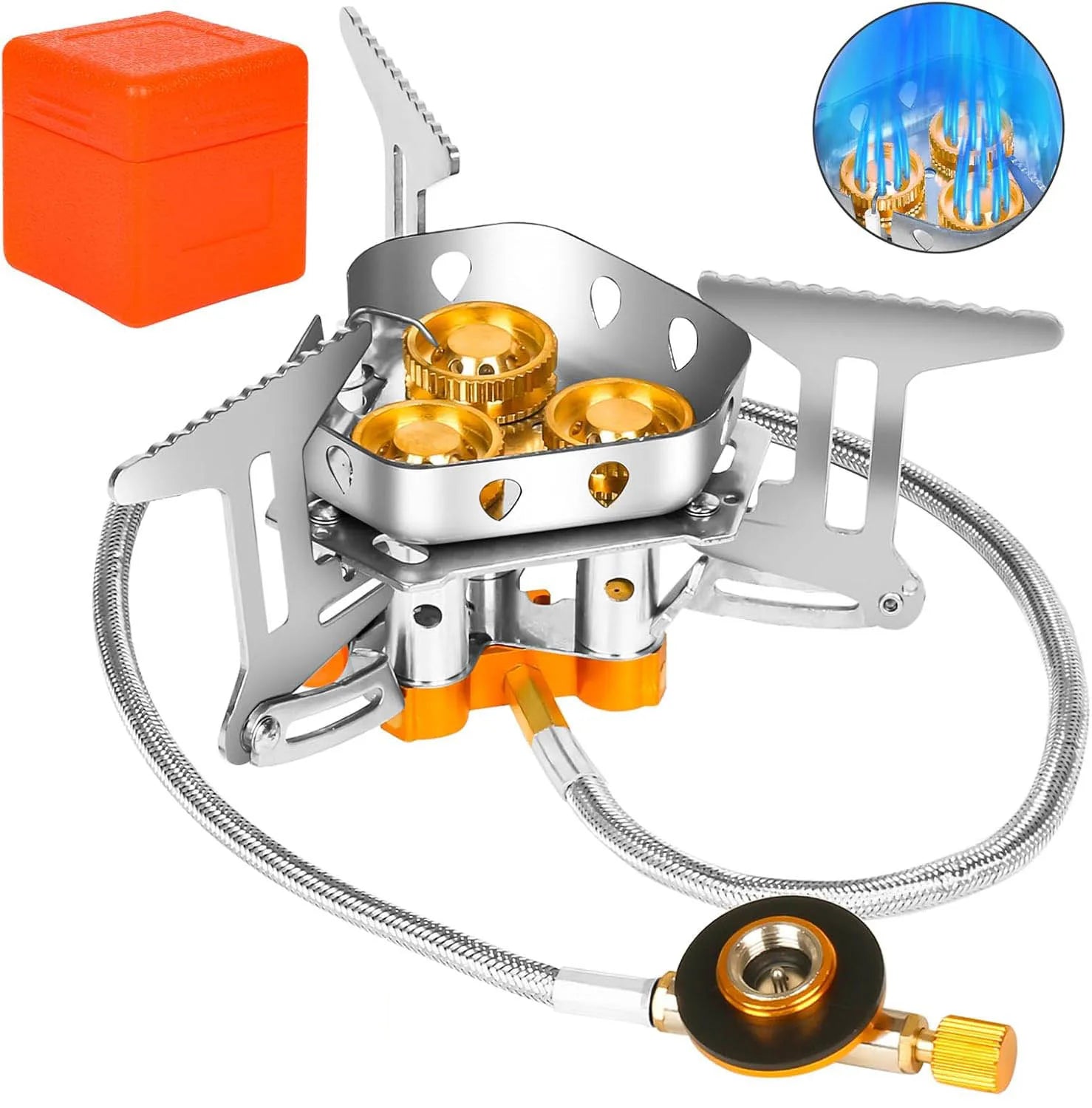 9900W Big Power Camping Gas Stove Portable Outdoor Windproof Stove Camping Picnic Survive Burner Foldable Hiking Gas Stove