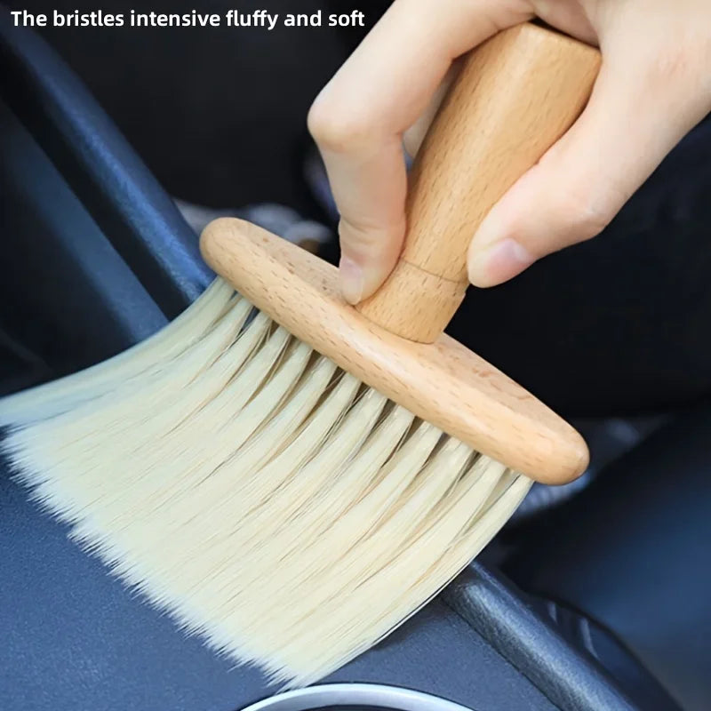 Solid Wood Car Air Vent Dust Remover Brush, Car Dust Removal Brush Soft Bristle Brush Car Interior Car Cleaning Accessaries