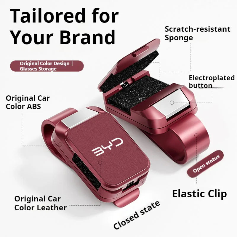 Car Visor Sunglasses Clip For Byd Seagull Dolphin Sealion 7 6 Atto 3 Song Qin Pro Tang F0 F3 F6 Eyeglass Holder Glasses Storage