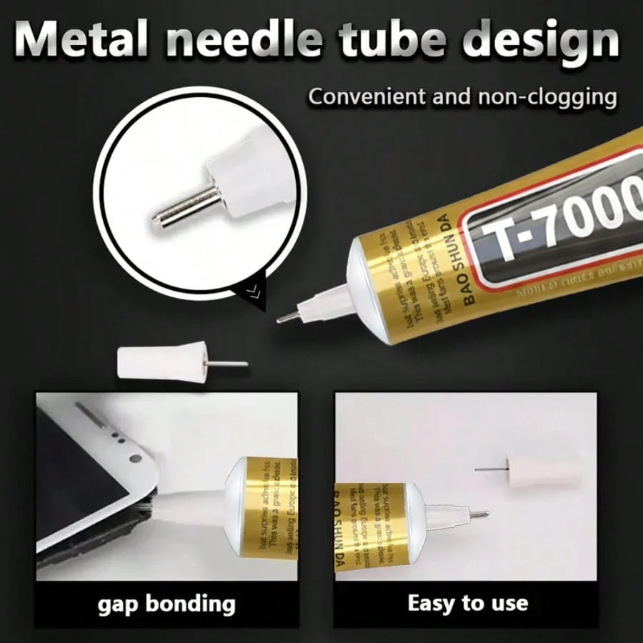T7000 Black Contact Cellphone Tablet Repair Adhesive Glue - 15ML 25ML 50ML 110ML With Fine Needle Tip For Screen, Frame, LCD Sea
