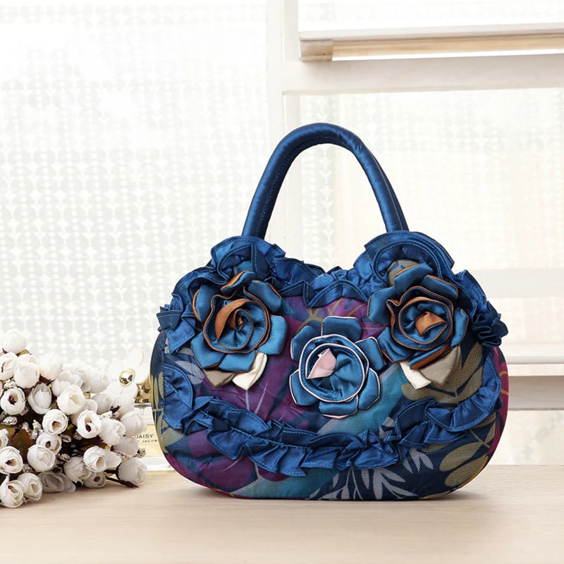 Hand-sewn flower-shaped bag for mom's key, small handbag, canvas bag, lace women's bag, mobile phone bag, women's bag