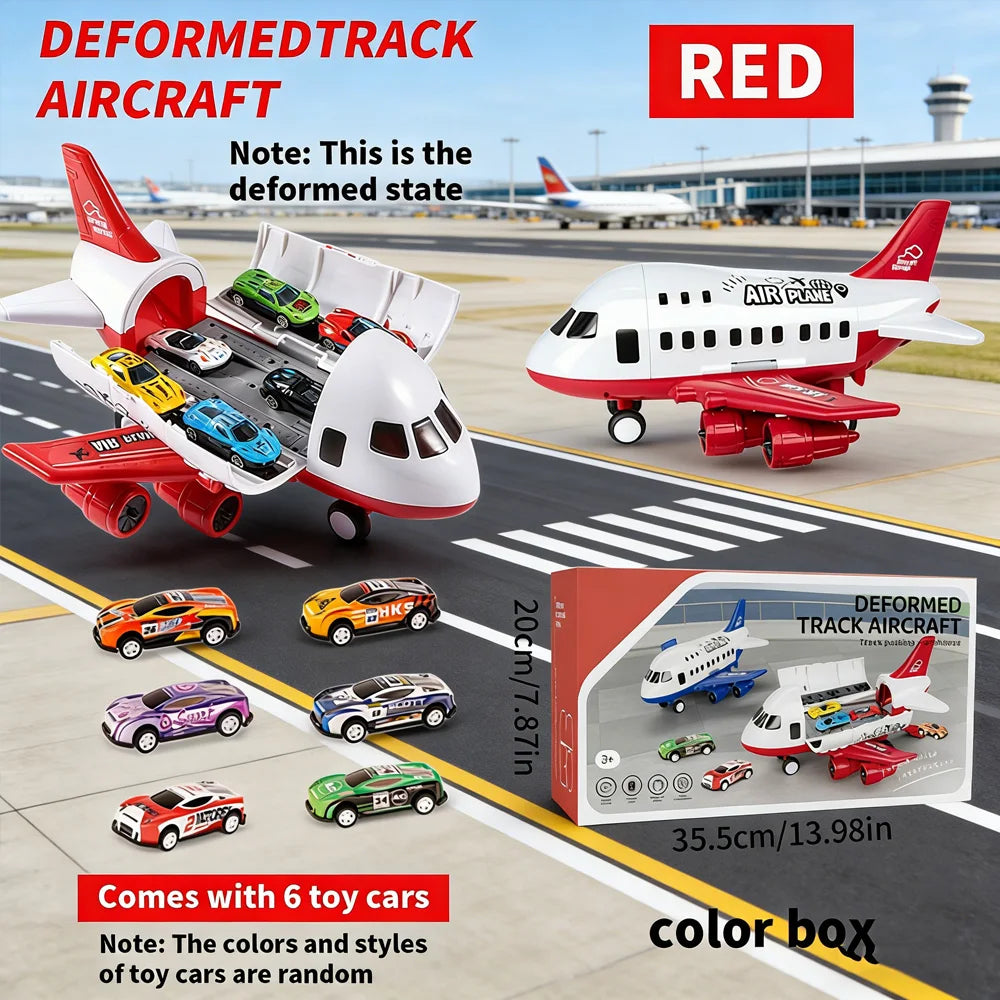 Hot Sale Large Inertial Plane Toy Set with 6 Mini Cars - Perfect Gift for Kids on Christmas/Children's Day