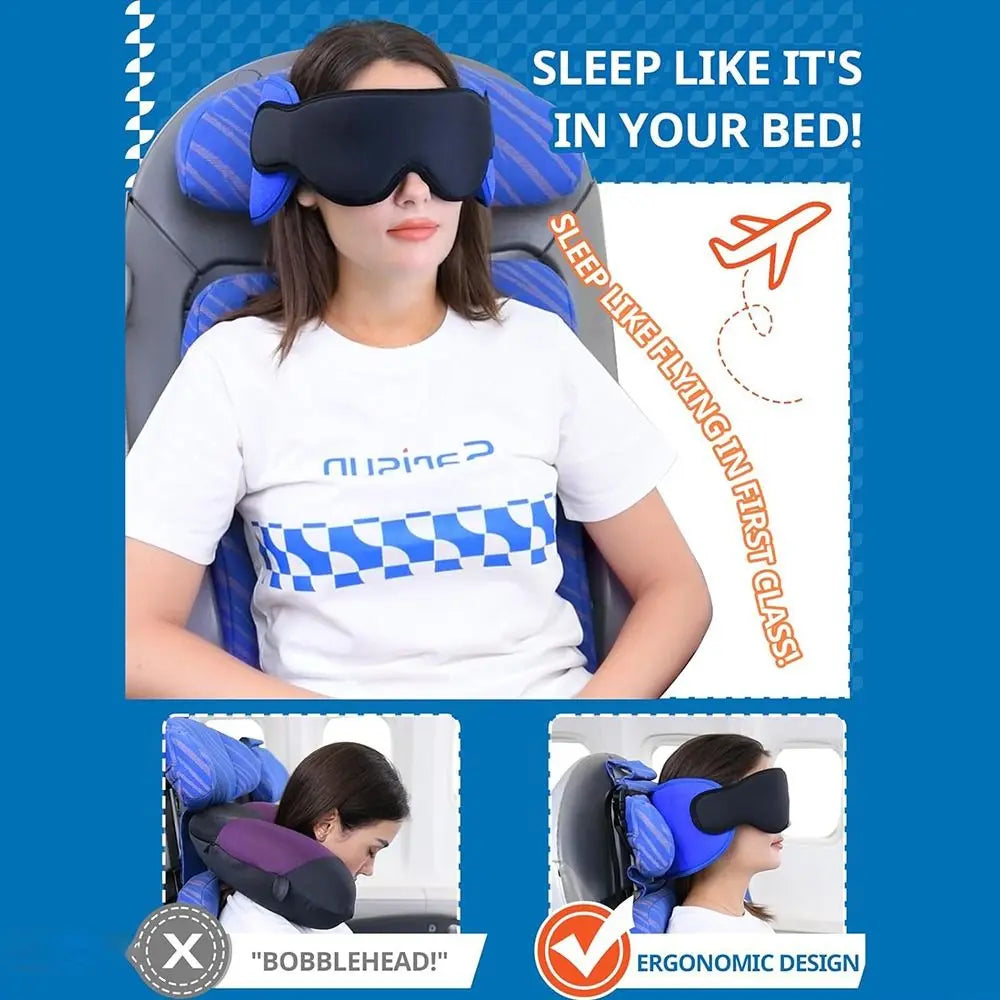 3D Contoured Travel Pillow 100% Blackout Zero Eye Pressure Sleeping Mask Soft Adjustable Travel Accessories Airplane