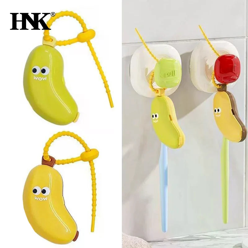 Banana Toothbrush Head Protective Cover With Toothpaste Compartment Toothbrush Dust Clamp Portable Travel Style Storage Box