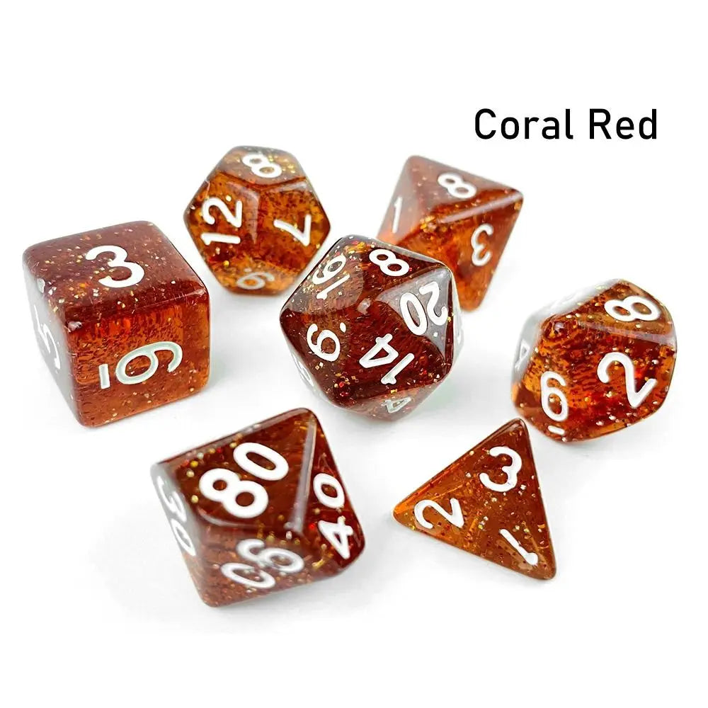 7Pcs Digital Dice Set Double Colors Acrylic Table Game Opaque Polyhedral Dices for DND Dice Tabletop Role-Playing Game Dice Gift