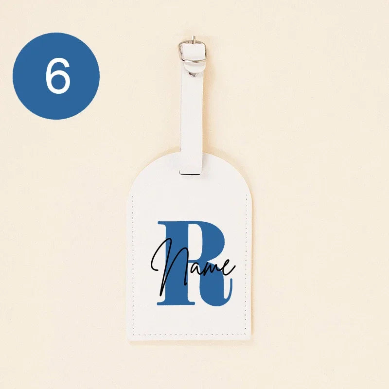 Personalised Monogram PU Luggage Tag Initial with Name Leather for Suitcase Baggage Handbag Tags Travel Bag Label Tag Best Gifts
