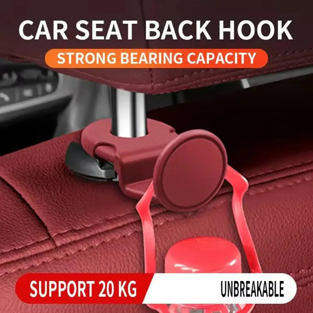 2PCS Heavy Duty Car Headrest Hooks 20KG, Universal Back Seat Hanger Organizer for Grocery Bags, Anti-Slip Interior Accessories