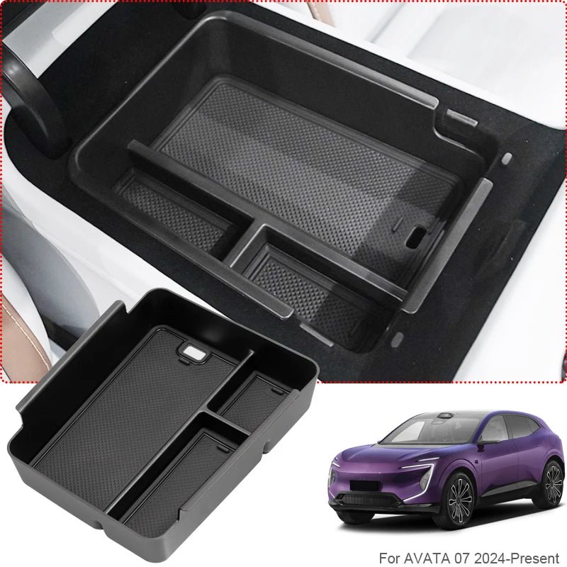 Car Armrest Box Storage For For AVATA 07 2024-Present ABS Under Center Console Organizer Tray Door Tidying Box Auto Accessory
