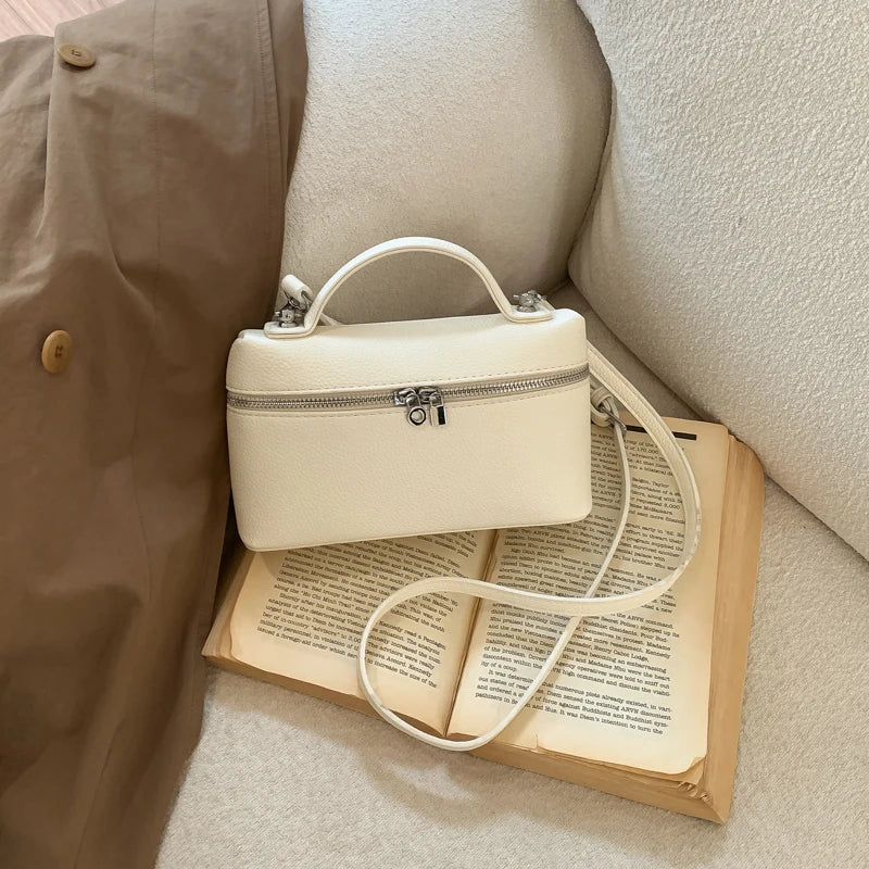 Fashionable and Sweet Dopamine Colored Diagonal Cross Bag Litchi Pattern Hand-held Box Bag Daily Commuting Versatile Square Bag