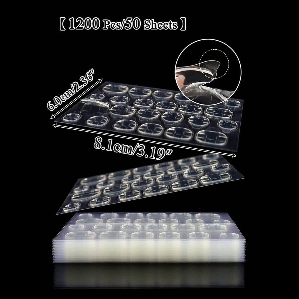 30 TO 160 Sheets Transparent Nail Adhesive Jelly Double-Sided Glue Stickers for Press On Nails & False Nails (24 Pills/Sheet)
