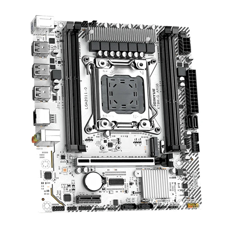 JGINYUE X79 LGA 2011 PC Assembly Set TPM 2.0 PIN M-ATX Motherboard Kit with Xeon E5 2680 V2 CPU and DDR3 32GB 1600MHz Memory Set