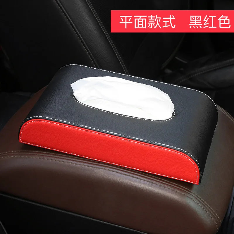 YJANG New Soft Leather Car Sunshade Plate Tissue Box Universal Auto Interior Paper Towel Storage Bag Sun Visor Tissue Boxes
