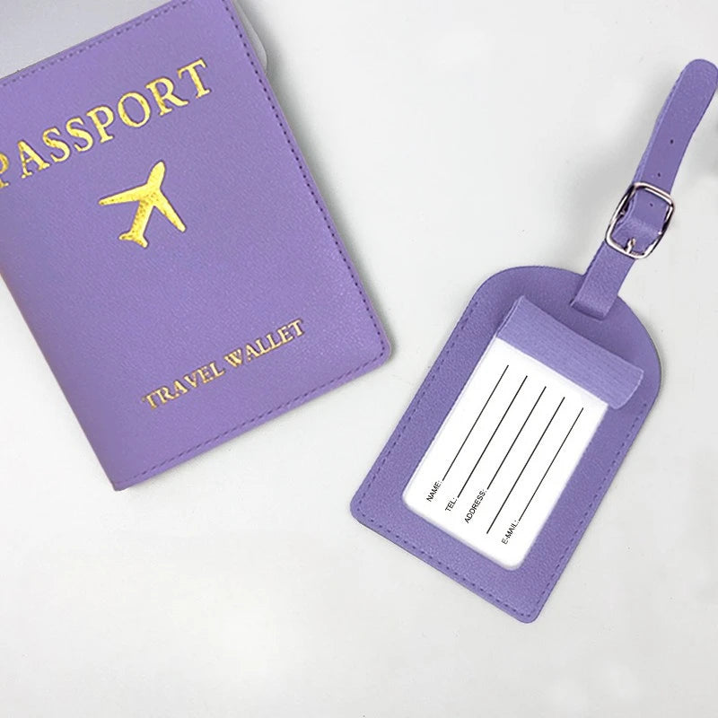PU Leather Business Luggage Tag Suitcase Address Label Luggage Boarding Case Label Name ID Address Clip Travel Accessories
