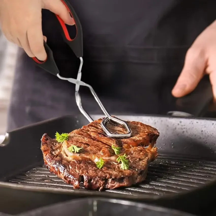 3 Sizes Long Handle Non Slip Metal Food Tongs Barbecue Scissor Clip For BBQ Grilled Bread Baking Kitchen Cooking Accessories