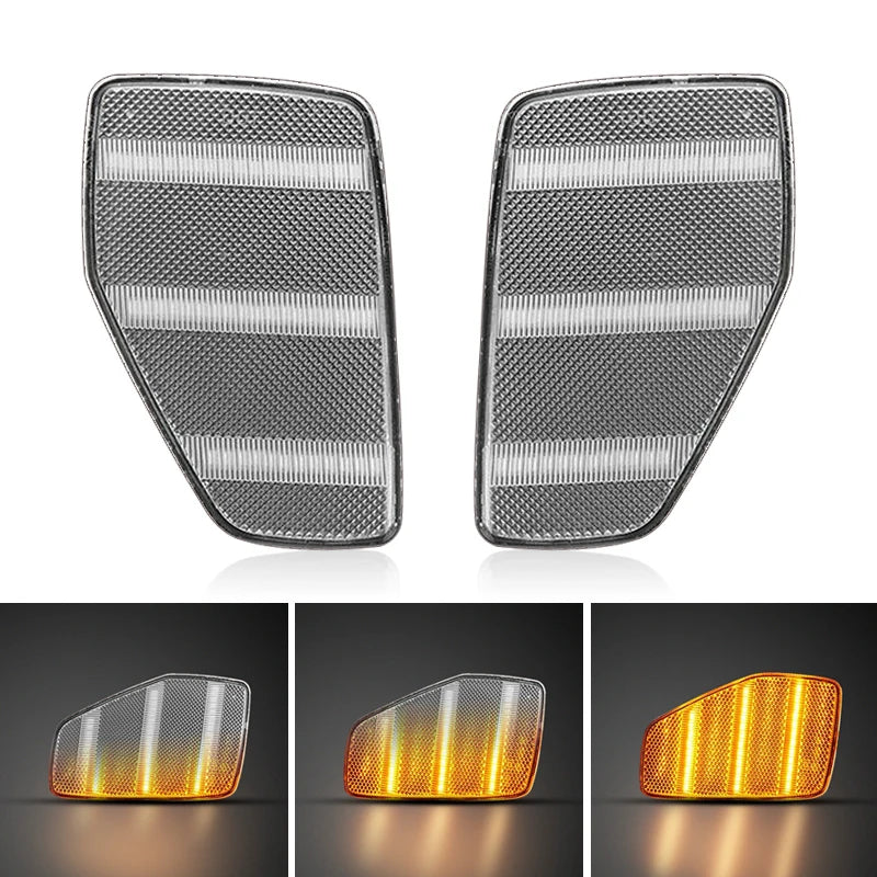 2Pcs For Hummer H3 H3T 2005-2010 Clear & Smoked Lens LED Side Marker Lamp Amber Front Side Fender Turn Signal Lights