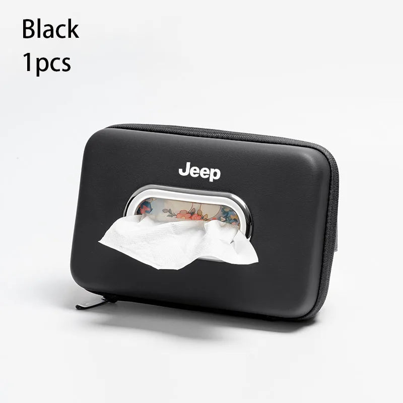 Car central armrest box leather tissue box for Jeep Grand Cherokee Wrangler Rubicon Renegade Patriot Compass Commander