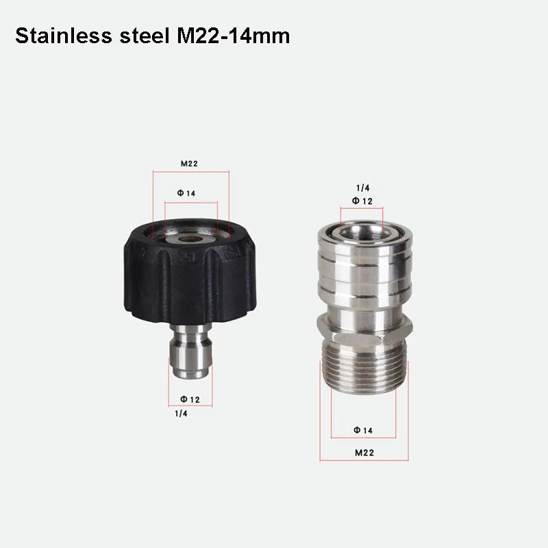 Pressure Washer Quick Connect Fitting M22 14mm to 1/4 Inch Pressure Washer Hose Gun Adapter Brass Washer Quick Release Connector
