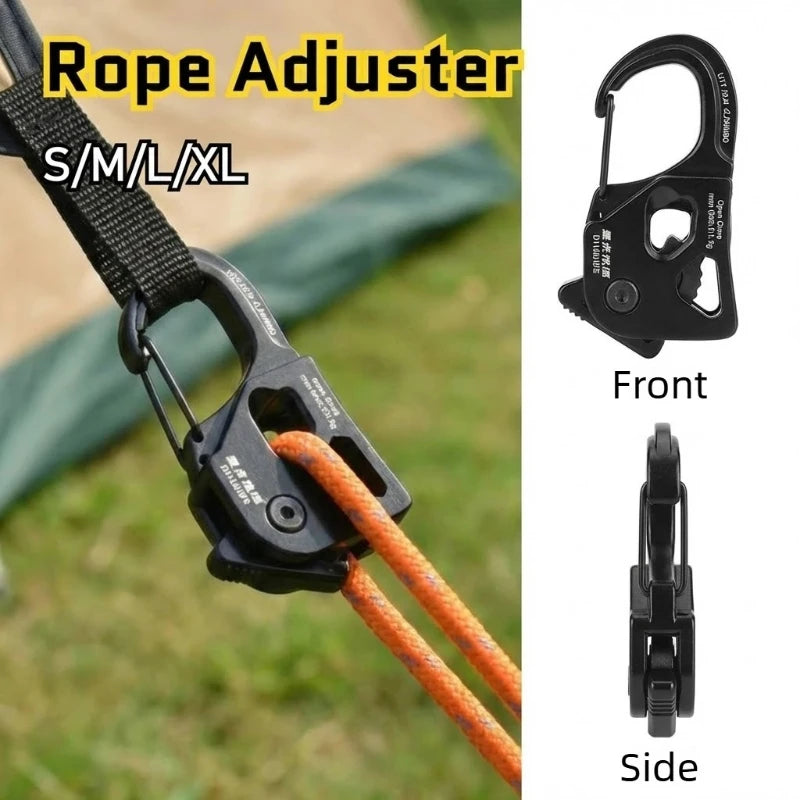Aluminum Alloy Tent Rope Tensioner Stainless Steel Self Lock Rope Adjuster 2-10mm Anti-Slip Tarp Tightener Outdoor Accessories