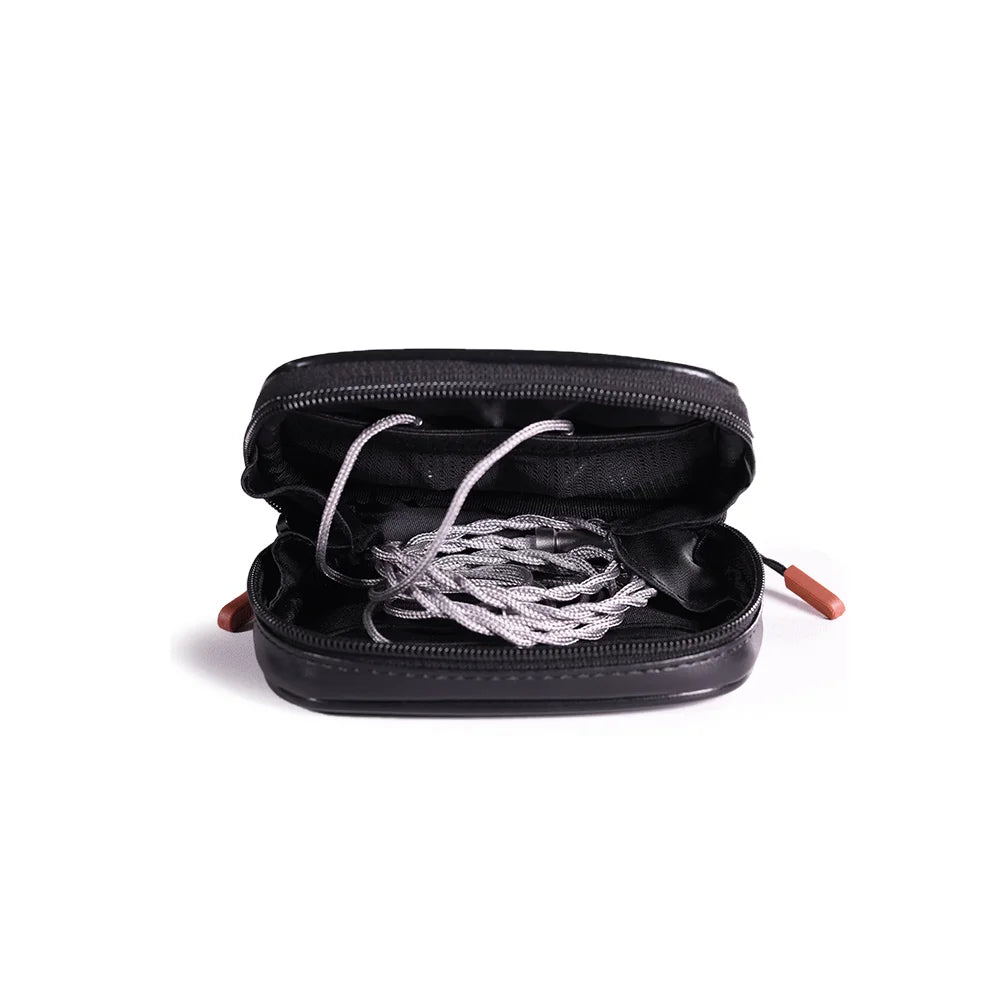 DD ddHiFi CZ120B Retro Cassette Style Earphone Storage Bag, Shockproof with YKK Zipper for TWS IEM Audiophile Accessories, Black