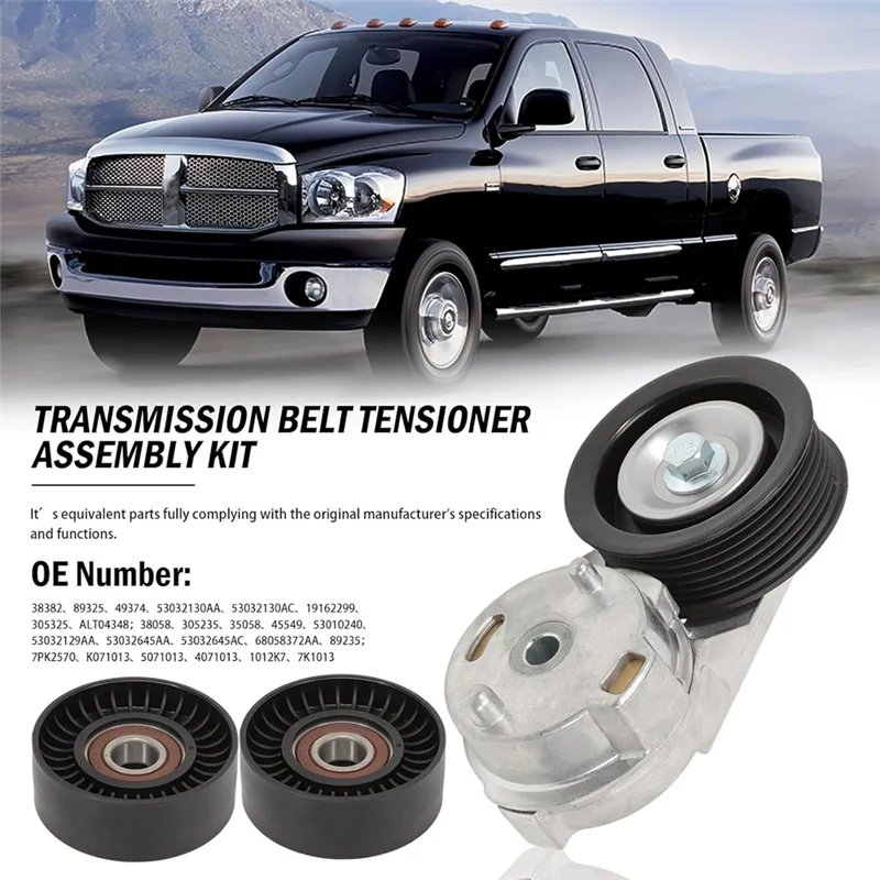 Well 38382 Drive Belt Tensioner Pulley Kit For Dodge Ram 1500 2500 3500 Years 2003-2008-Includes 53032130AA 53032130AC 38058