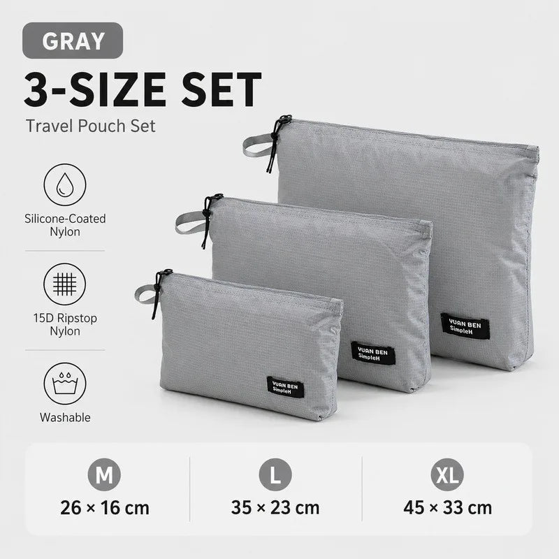 Ultralight Waterproof Travel Storage Bag Silicone Coated Nylon Organizer Pouch Clip On Camping Hiking Backpack Gear Packing Bag