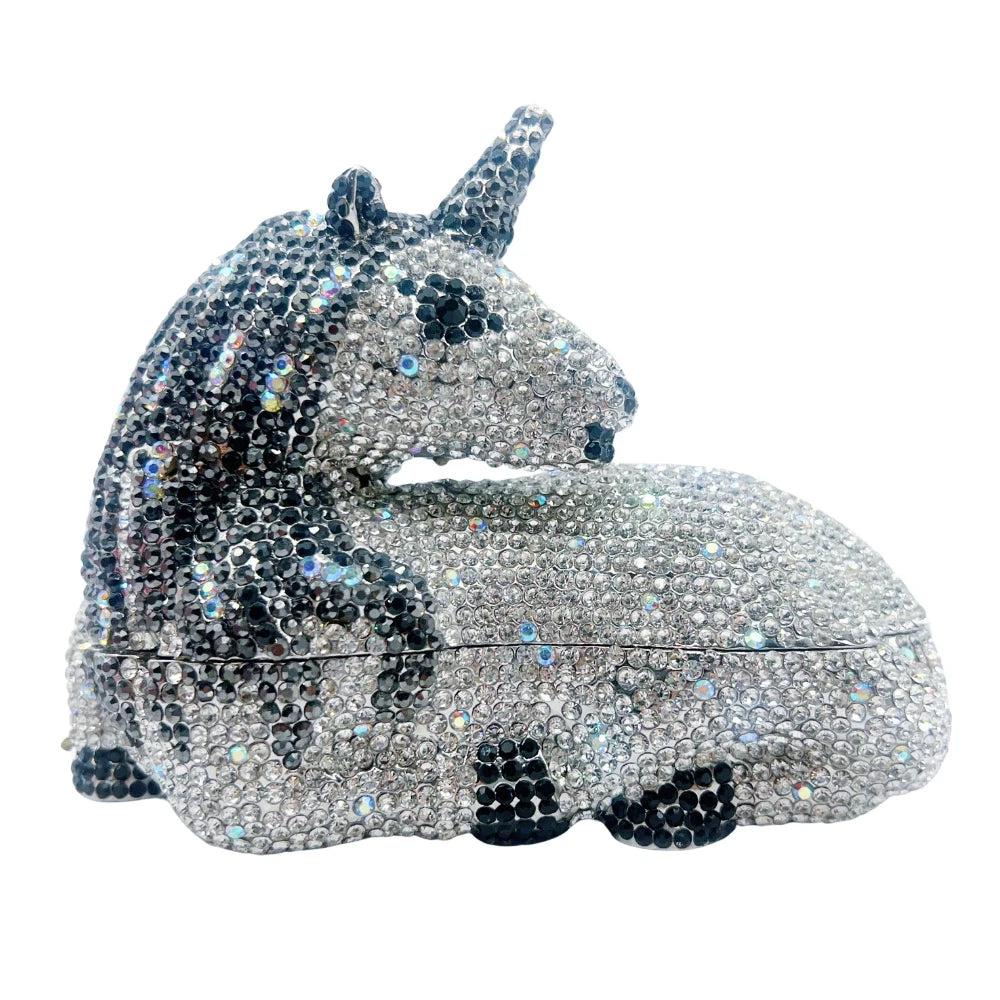 Luxury Pink Unicorn Handbag Women Diamond Evening Clutch Crystal Bridal Purse Designer  Party Phone Bag Lady Wedding Dinner Bags