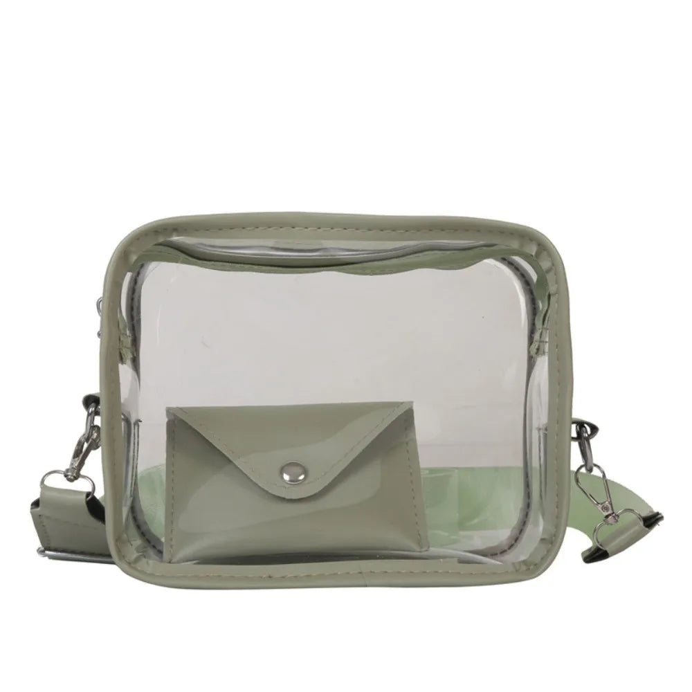 PVC Transparent Jelly Bag Small Square Bag Transparent Crossbody Bag for Women Candy Color Letter Fashion Shoulder Bag