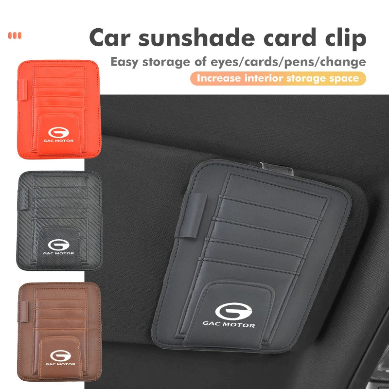 Car Sun Visor Glasses Case Sunglasses Clip Card Ticket Holder For GAC MOTOR Trumpchi Aion S GS3 GS4 GS5 GS8 GA4 GA6 GA8 GE3 2016