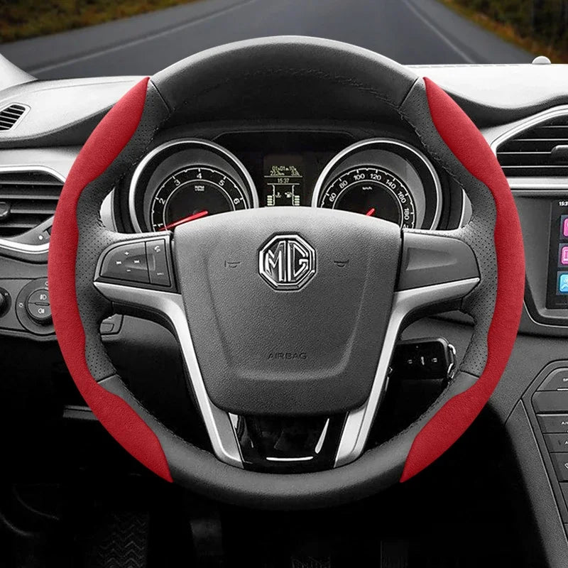 Suitable for Mg Non-Slip Buckle Segmented Suede Steering Wheel Cover Suitable for Zs Mg3 Hybrid Luxury 2025 One Mg4 Mulan Hs 5 6