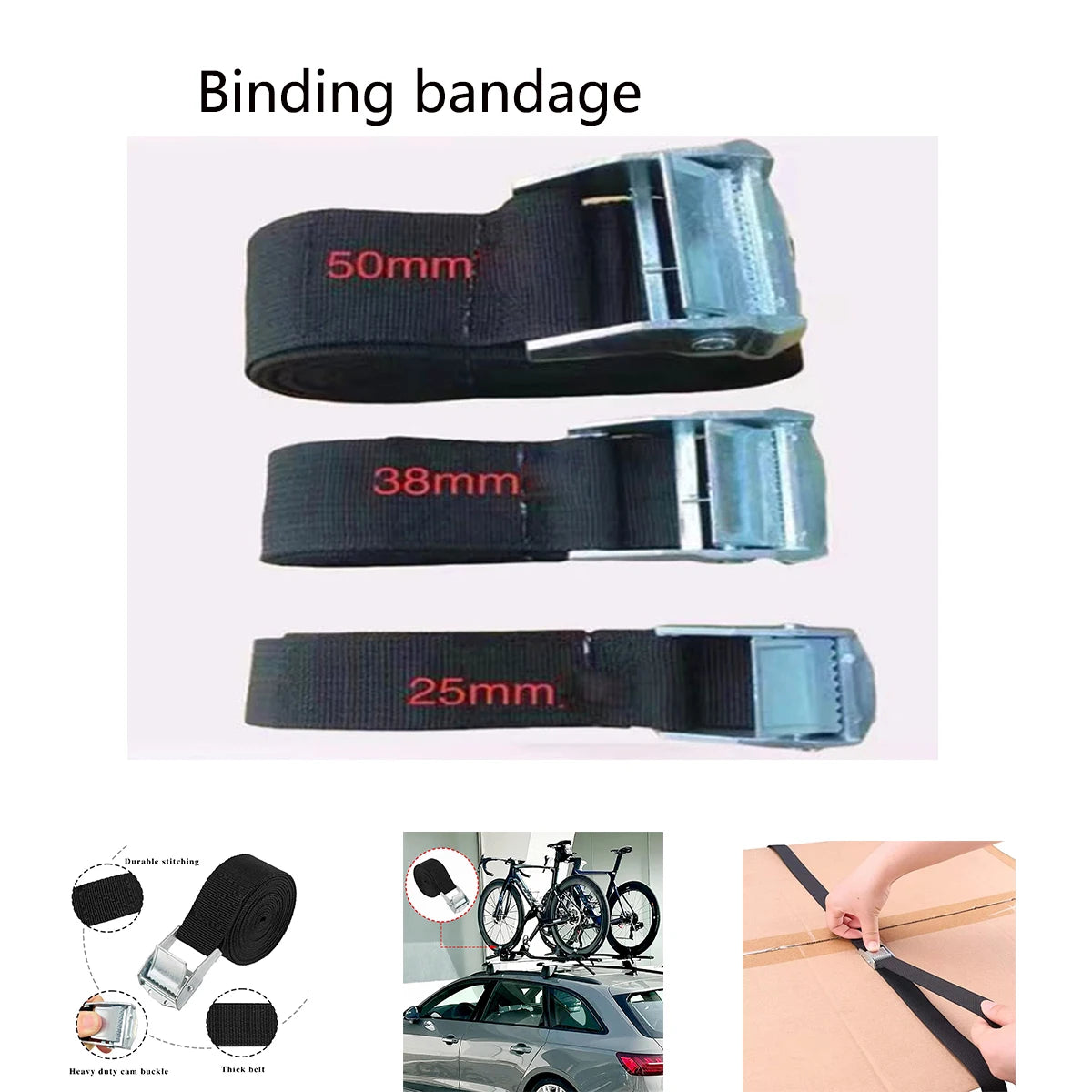 5M Strong Ratchet Belt Car Tension Rope Tie down Strap Luggage Bag Cargo Lashing Strap for Truck Motorcycle Bike Boat