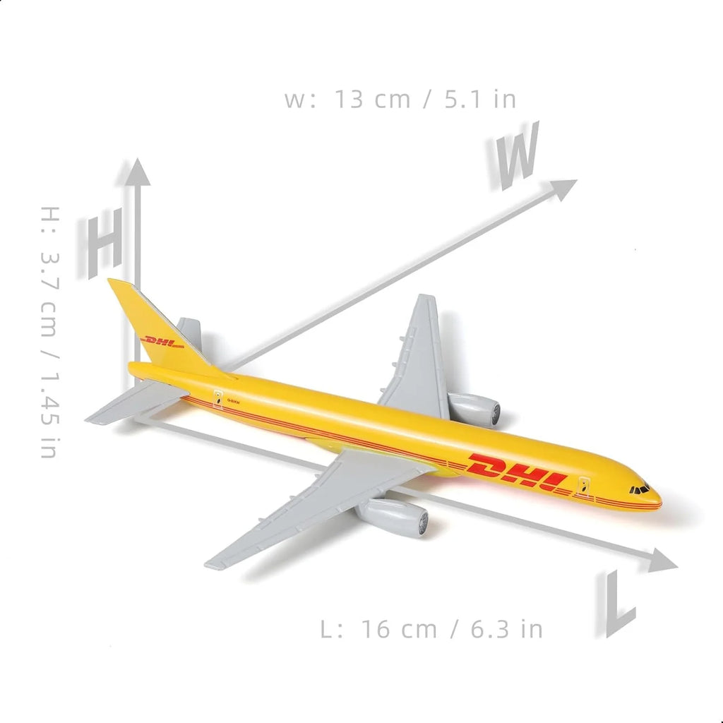 16cm Scale B757 Adults Fun Airplane Replica Dhl Alloy Toy Airplane Diecast Model Yellow Freight Machine Diecast Aircraft Aviatio