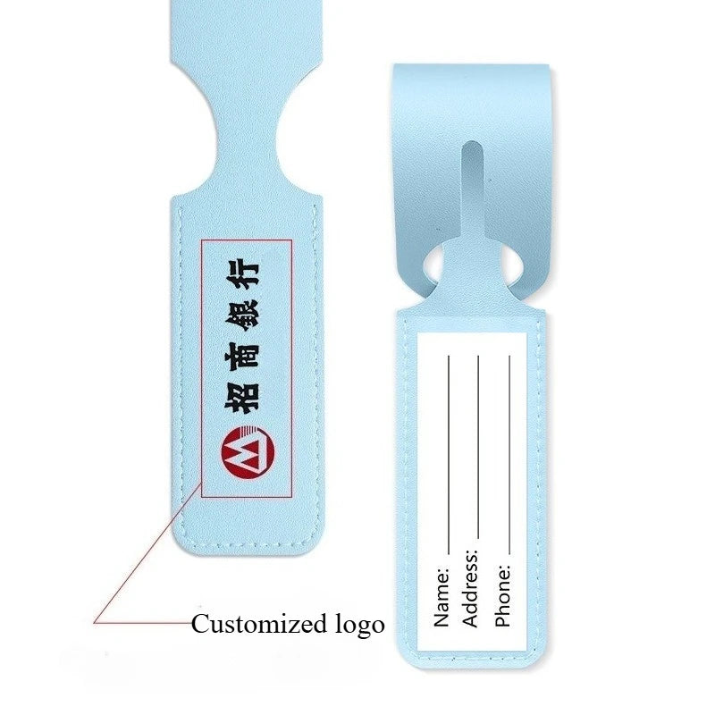 Customized boarding pass PU leather strip hanging luggage tag printed name label suitcase tag