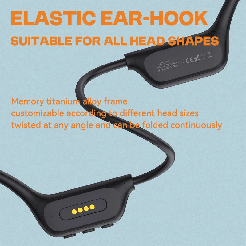 New X7 True Bone Conduction Headset Bluetooth 5.4 IPX8 Depth Waterproof Built-in Mic MP3 32GB Memory Player For Swimming Diving