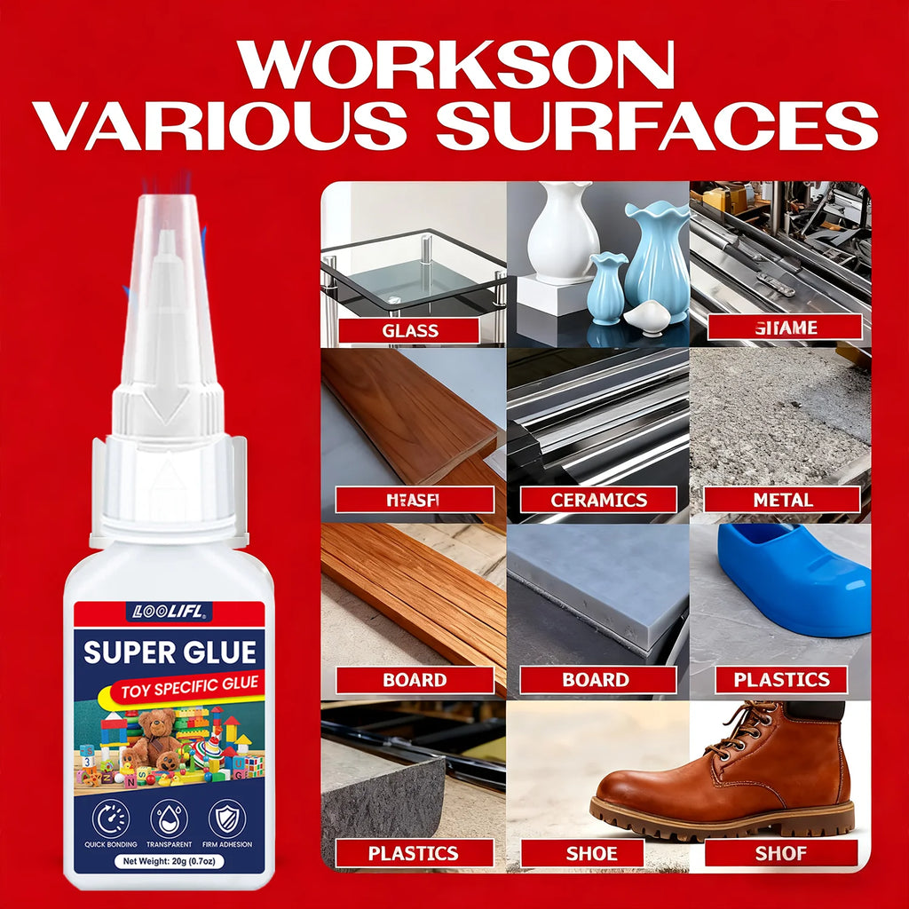 LOOLIFL 1-7PCS 20g Large Capacity Super Glue,Instant Quick Drying Cyanoacrylate Adhesive,Leather,Rubber, Glass,Wood,Metal