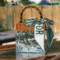 BEACH Summer Transparent Acrylic Box Printing Square Bag Bamboo Woven Handmade handle Gift Box Handbag Women Holiday Vacation